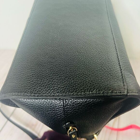 Kate Spade Grey Street Dominique Black Leather Satchel Purse Gold Hardware Tasse - Picture 14 of 15